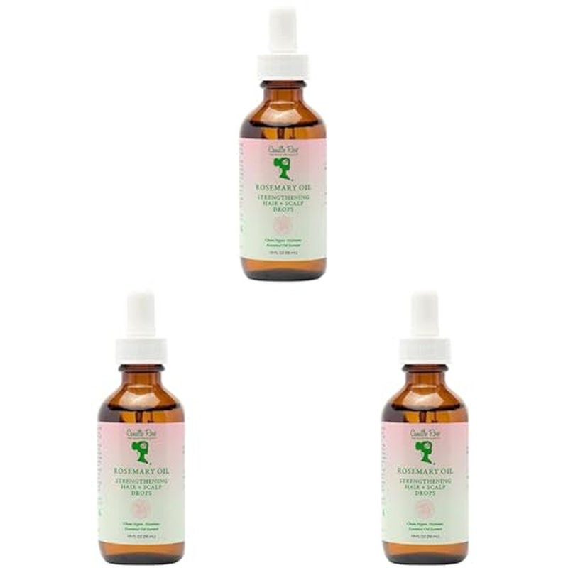 Camille Rose Rosemary Oil Strengthening Hair + Scalp Drops ? Castor, Peppermint & Tea Tree Oil Blend for Strength & Resilience, Dry Scalp Treatment, Split Ends, 1.9 Fl Oz (Pack of 3)