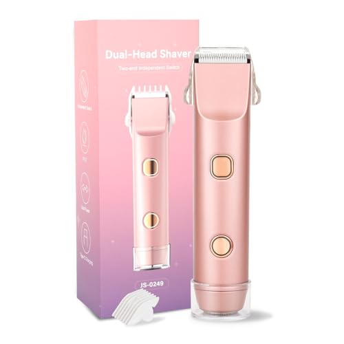 Bikini Trimmer for Women - Painless Electric Shaver, Travel Cordless Shaving Kit, 2-in-1 Shaver, IPX7 Waterproof, Easy to Clean, Compact and Portable, USB Rechargeable, PINK