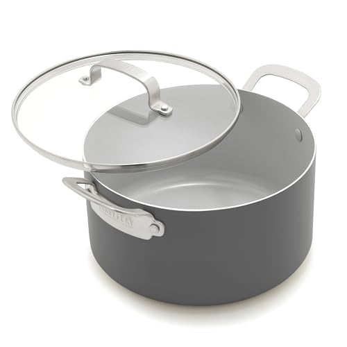 GreenPan x Bobby Flay 6QT Graphite Stockpot with Glass Lid, Nonstick Induction Safe