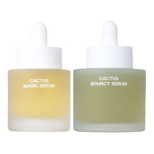 Whamisa Slow-Aging and Hydration Duo: Organic Cactus Magic Serum and Bouncy Serum Bundle