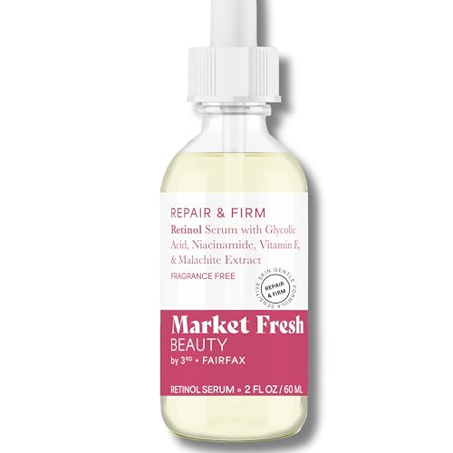 Retinol Repair & Firm Serum with Niacinamide, Glycolic, Ferulic Acid | Fragrance-Free | 2 fl oz