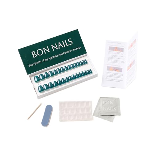 BON NAILS Wicked Green Classic Short Press-On Nails 30 Pieces with Glue Tabs
