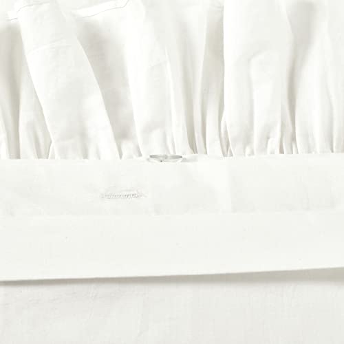 Twin XL Duvet Cover Set with Ruffled Border - White Cotton Bedding for Dorm & Teen Rooms