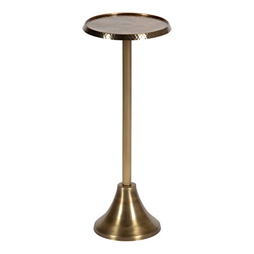 Bohemian Side Table with Hammered Top - Gold, 9x9x23 Inches