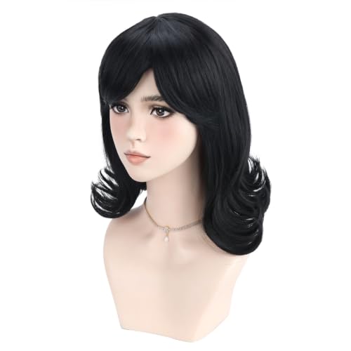 Short Black Wig for Cosplay & Costume Party - Layered & Straight Style with Adjustable Cap