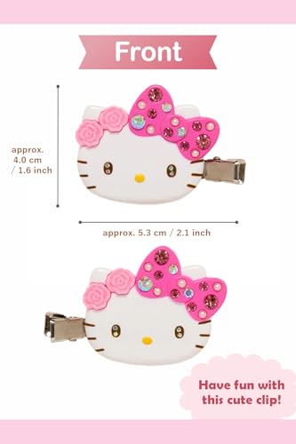 SanrioOriginal Kitty DX Pink Luxury Bang Clips with Cherry Blossom Card (Japan Import) - Kitty-Style Hair Clips