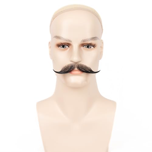 Fake Human Hair Beard for Men and Women - Natural Black 02 - Reusable & Realistic