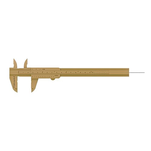 BRAWNA Brow Pro Measuring Tool with 1 Eyebrow Ruler Sticker - Double Scale Eyebrow Ruler for Microblading, Brow & Makeup Artists - Eyebrow Caliper Ruler Plastic- Gold