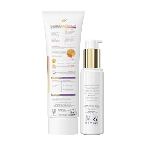 Dove Body Cream Serum with Niacinamide, Vitamin C, Pro-Retinol and Shea Butter 8oz Targeted Serum with Tone Balance Complex, Niacinamide, Collagen Peptides 3.2 oz