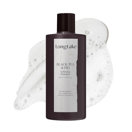 LONGTAKE Black Tea & Fig Hair Softening Shampoo with Peptides - Split End Control, Anti-Frizz, Light Volumizing, 10.1 Fl Oz