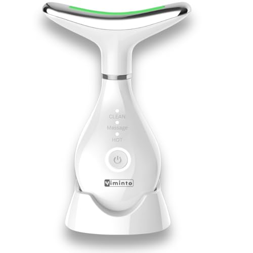 VIMINTO ¢ç 3-in-1 Face Massager ? Facial Massager Tool with Soothing Heat, Vibration, and Smart Touch ? Red, Blue & Green Light Modes for Relaxation and Radiance ? Compact & Portable - White