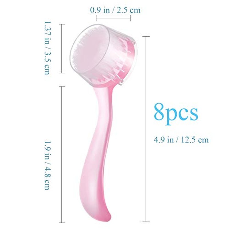 ARTIBETTER Facial Scrubber Exfoliating Face Brush Set with Cap 8 Pcs Manual Face Brush for Deep Pore Cleansing Makeup Removal and Skin Massage