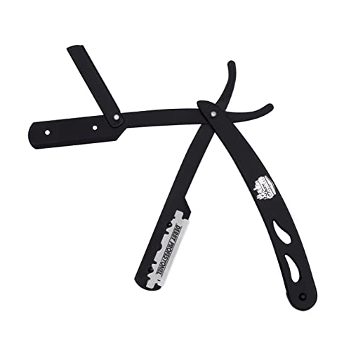 The Shave Factory Straight Edge Razor Kit - with Single Stainless Steel razors for men from (Black, Derby Premium Single Edge)