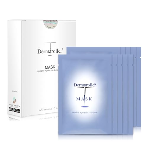 Dermaroller Hydrating Face Mask Sheets 10 Pack with Hyaluronic Acid & Vitamin E