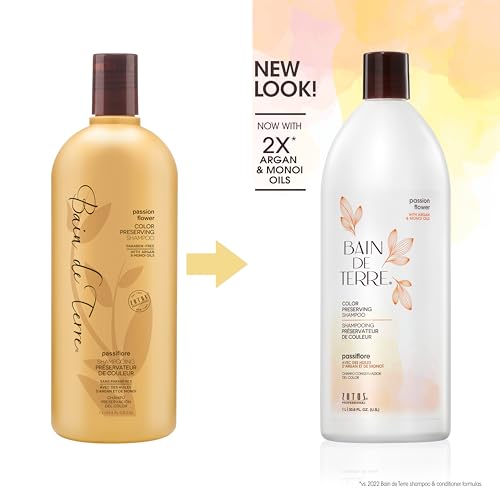 Color Preserving Shampoo & Conditioner Set 33.8 Fl Oz - Passion Flower, Vegan, Paraben-Free, Argan & Monoi Oils, for Color-Treated Hair