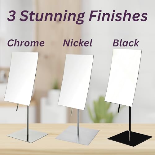 JERDON Rectangular Tabletop Makeup Mirror - 3X Magnification with Polished Stainless Steel Finish - 5-inch by 8-inch Vanity Mirror ? Pivot Adjustment - Model JP358C