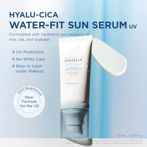 SKIN1004 Hyalu-Cica Water-Fit Sun Serum SPF 50 - 2 Pack, Hydrating & Lightweight