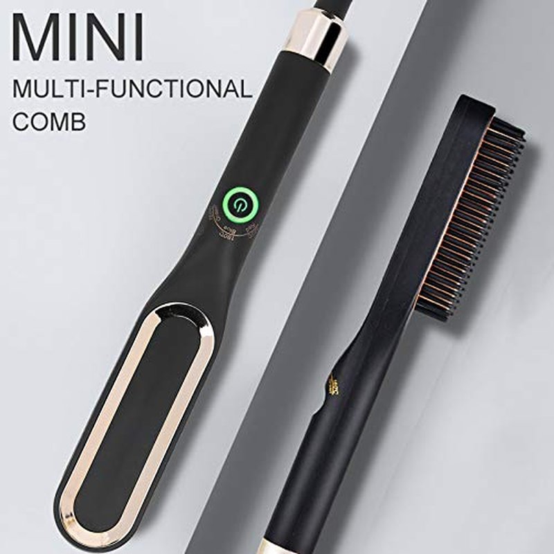 Beard Straightener for Men - Heated Beard Brush Comb for Short to Medium Beards - Costume Accessories and Grooming Gifts for Men (US Plug)
