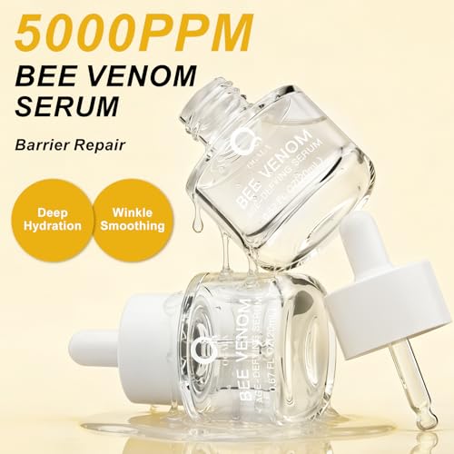 Bee Venom Serum with Sodium DNA PDRN & Acetyl Hexapeptide-8, Smoothing Lines, Hydrating & Firming Skin Facial Serum for Radiant, Healthy-Looking Skin 0.67 Fl.Oz