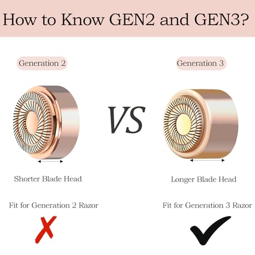 Replacement Heads Generation 3 Compatible with Flawless Facial Hair Remover Ring Light Version,New Version Replacement Blades for Flawless Replacement Heads Gen 3,18 Karat Gold-Plated Head,4 Pack.