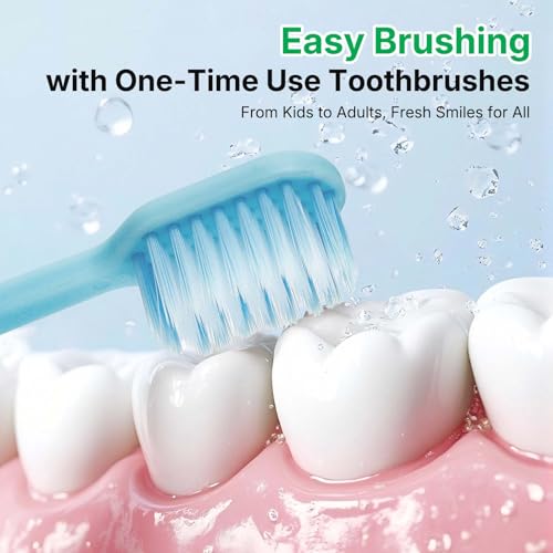 200 Count Disposable Toothbrushes with Peanut Grip - Individually Wrapped, Travel & Guest Use