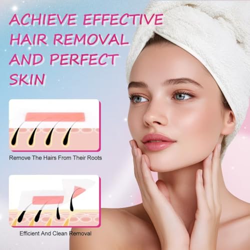 48 PCS Facial Wax Strips for Hair Removal on Face & Body | Gentle Rose Extract Formula for Sensitive Skin | At-Home Waxing Kit for Eyebrows, Upper Lip, Bikini, Brazilian with 6 Calming Oil Wipes