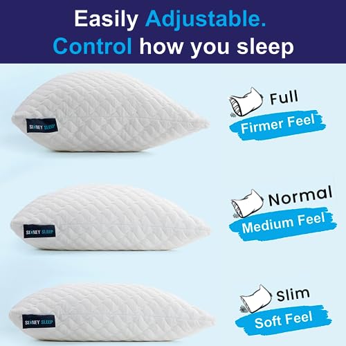 Queen Size Adjustable Memory Foam Bed Pillows Set of 2 - White - Sidney Sleep