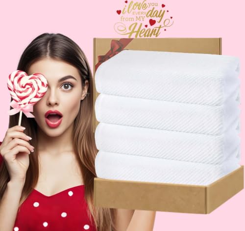 4-Piece White Cotton Bath Towel Set - Hotel Quality, Soft & Absorbent