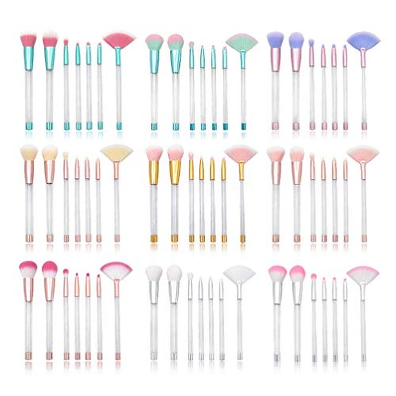 minkissy Transparent Makeup Brush Set with 7 Diy Empty Tube Handles Clear Cosmetic Brush Kit for Professional and Everyday Use 6.69 Inch