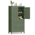 VASAGLE Bathroom Floor Cabinet with 2 Doors & 2 Drawers - Forest Green, Adjustable Shelves
