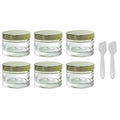 (6 Pack) 1 oz Clear Glass Balm Jars with Gold Metal Foam Lined Lids + Spatulas