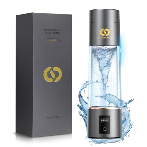 Hydrogen Water Bottle Generator 10 Oz Grey - Lab-Verified Up to 7560 PPB