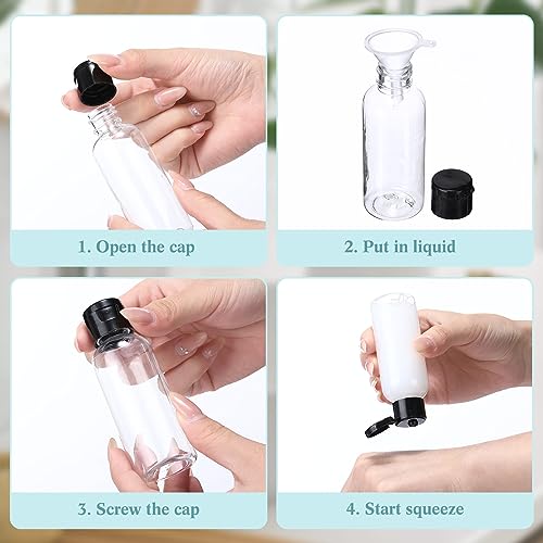 Mifoci 100 Pcs Small Plastic Bottles with Caps 2 oz Clear Empty Squeeze Bottle with Flip Cap Small Refillable Transparent Travel Dispenser Container for Shampoo Lotion Conditioner Liquid Soap
