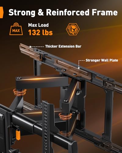 Perlegear Full Motion TV Wall Mount for 42–97 inch TVs up to 132 lbs (Fits 42–97", 24" Wood Stud)
