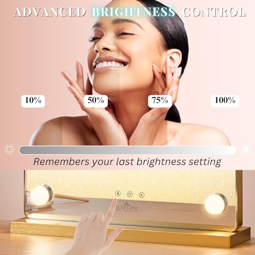 Champagne Gold 24.5-Inch Arched Hollywood Vanity Mirror with Lights