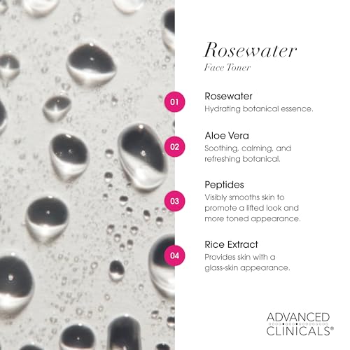 Advanced Clinicals Collagen + Rosewater Facial Mist Toner W/Charcoal & Aloe Vera. Alcohol-Free PH Balancing Formula Detoxifies & Hydrates Skin Improving Overall Skin Tone, Calming Face Mist, 8 Fl Oz