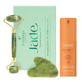 PLANTIFIQUE Jade Roller for Face and Gua Sha Facial Tools | Vitamin C Face Serum Anti Aging Massage with Peptides Collagen | Korean Skin Care Moisturizer