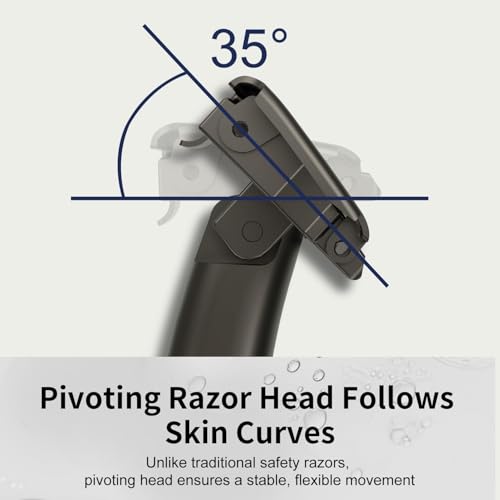Dual-Blade Safety Razor with Pivoting Head, Reusable Metal Razors for Men, with 10 Double Edge Blades, Smooth Close Clean Shave, Matte Black