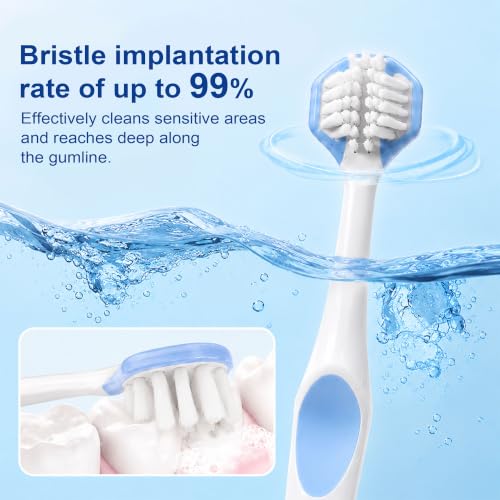 DR.CLEAN 3-Sided Triple Head Manual Toothbrush 6pcs for Sensitive Gums & Braces