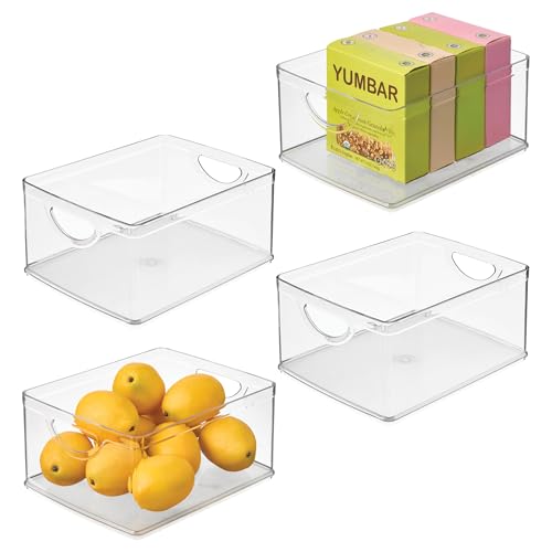 Medium Plastic Stackable Kitchen Cabinet Storage Bin Set of 4 - Clear