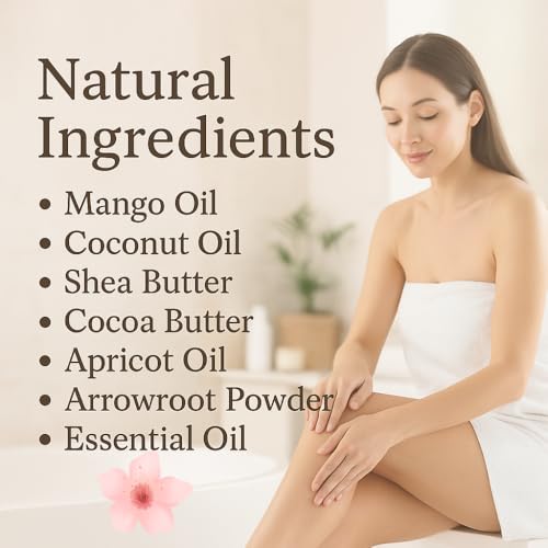 Baby Powder Creamy Whipped Body Butter Nourishing Shea Butter, Cocoa Butter, Coconut Oil, Essential Oils Moisturizer for Body, Feet & Hands Soothes and Softens
