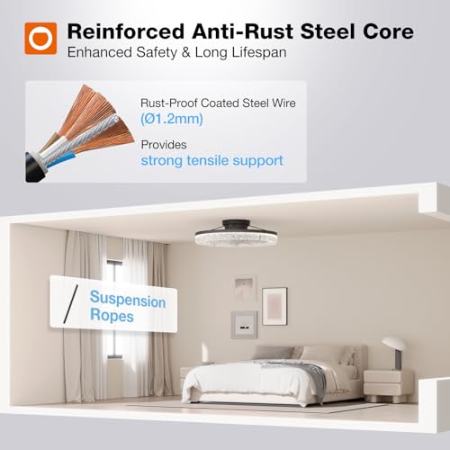 Addlon 20-Inch Low Profile Ceiling Fan with Lights - Black, Remote & Dimmable, Reversible Motor, 2 Mode