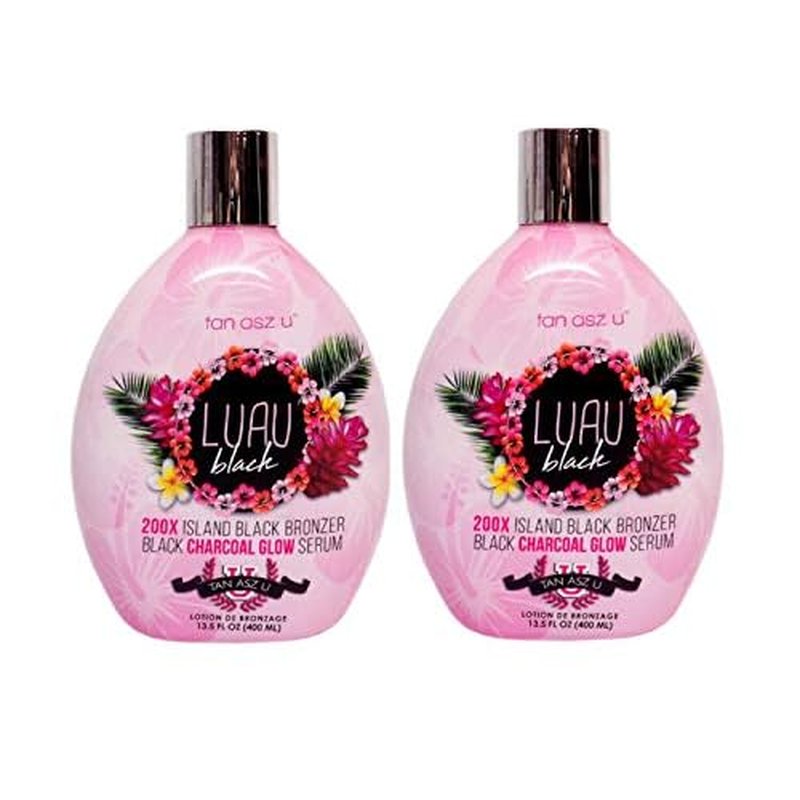 2-PACK Tan Asz U Luau Black 200X Island Black Bronzer Tanning Lotion ? Ultra Dark Tanning Accelerator with Skin Hydrating & Smoothing Blend, 13.5 oz Bottles Each