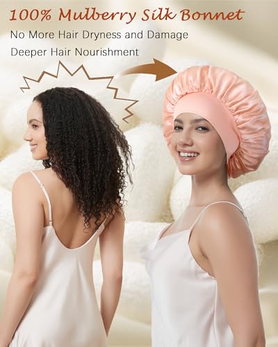 Choshion Set D 100% Mulberry Silk Sleep Bonnet for Women, Reversible & Luxurious