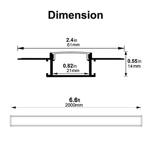 5-Pack 6.6ft Recessed LED Aluminum Channel Kit with Diffuser for Wide LED Strips