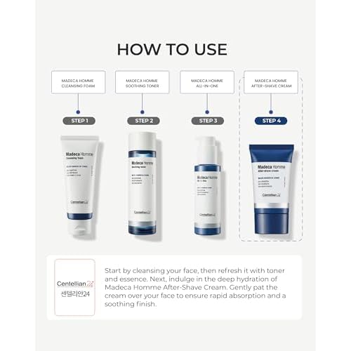 CENTELLIAN 24 Homme Aftershave Cream (1.7fl oz) - Soothing, Moisturizing & Cooling Post Shave Gel Balm. Korean Skin Care Sensitive Skin. TECA, Centella Asiatica CICA, Peppermint & Heartleaf