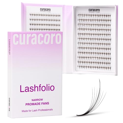 Curacoro LashFolio Narrow Wispy 7D-0.05 C Curl Promade Fans, 8-13mm