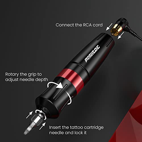 Rotary Tattoo Kit Pen with 10 Cartridges Black & Red - Beginner Friendly