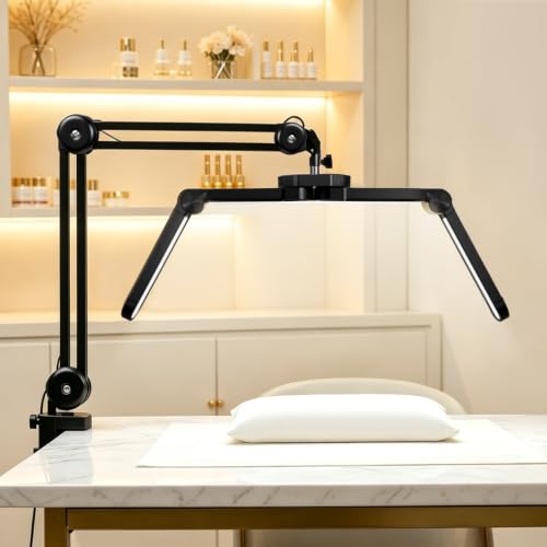 Half Moon Nail Desk Lamp with Adjustable Clamp and Foldable Design - LED Studio Lighting for Nail Techs