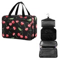 Large Travel Toiletry Bag for Women & Men, Hanging Organizer with Pockets, Black & Red Cherry